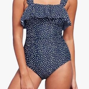 Kona Sol Navy Polka Dot One Piece Swimsuit